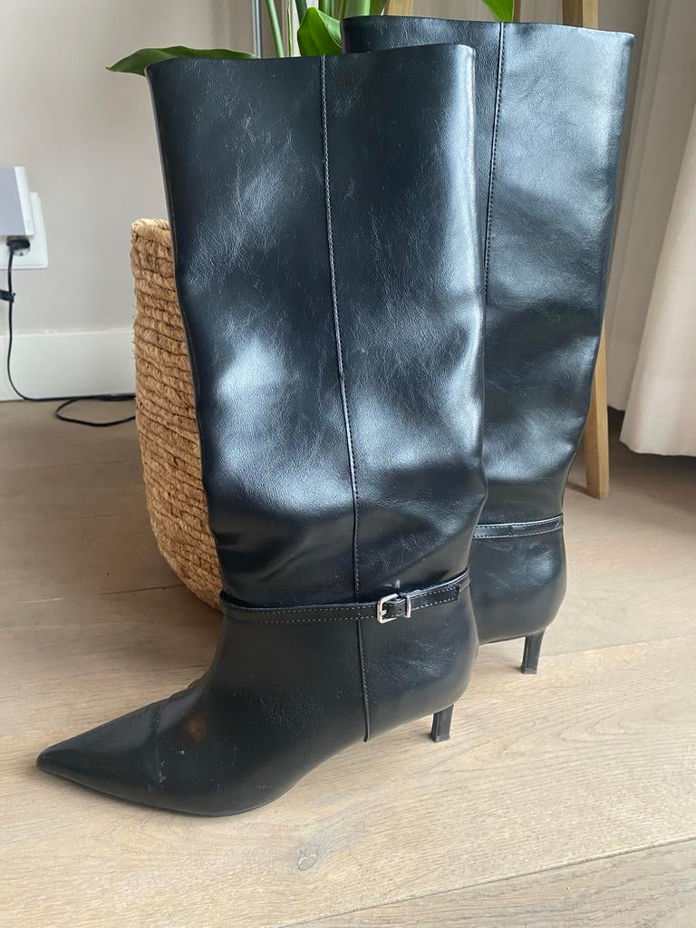 Zwarte hoge laarzen met laag hakje, maat 39, Kleding | Dames, Schoenen, Ophalen, Hoge laarzen, Zwart, Zo goed als nieuw