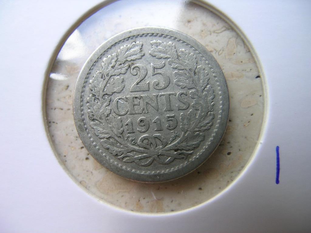 Kwartje 1915 (nr 1), Postzegels en Munten, Munten | Nederland, Ophalen of Verzenden, Koningin Wilhelmina, 25 cent, Losse munt