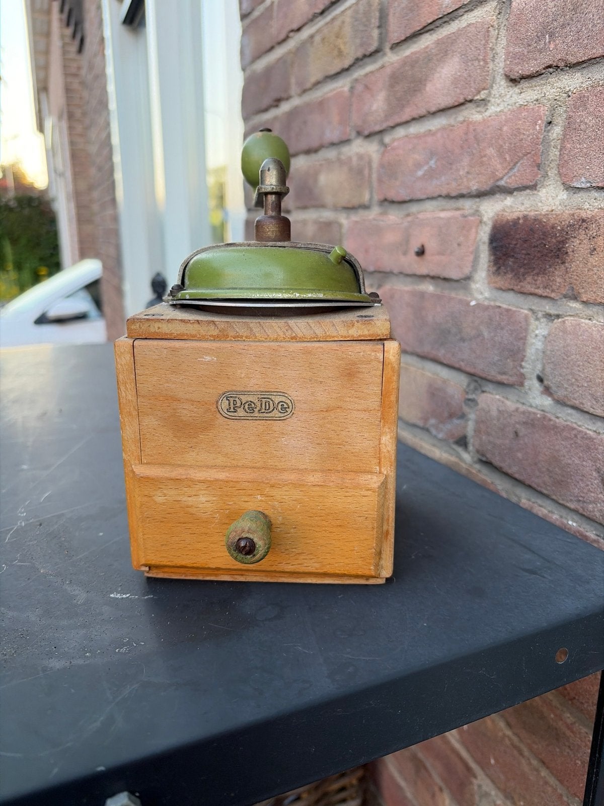 Vintage PeDe Koffiemolen - Houten Handmolen, Ophalen of Verzenden