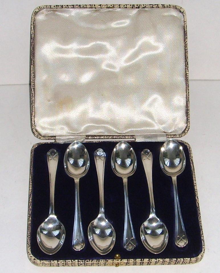 Set van zes sterling zilveren theelepels in luxe leren etui., Ophalen of Verzenden, Zilver