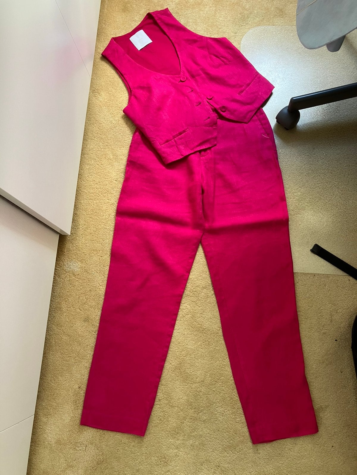 Linnen broek en gilet Mango maat 36, Nieuw, Ophalen of Verzenden, Roze, Maat 36 (S)