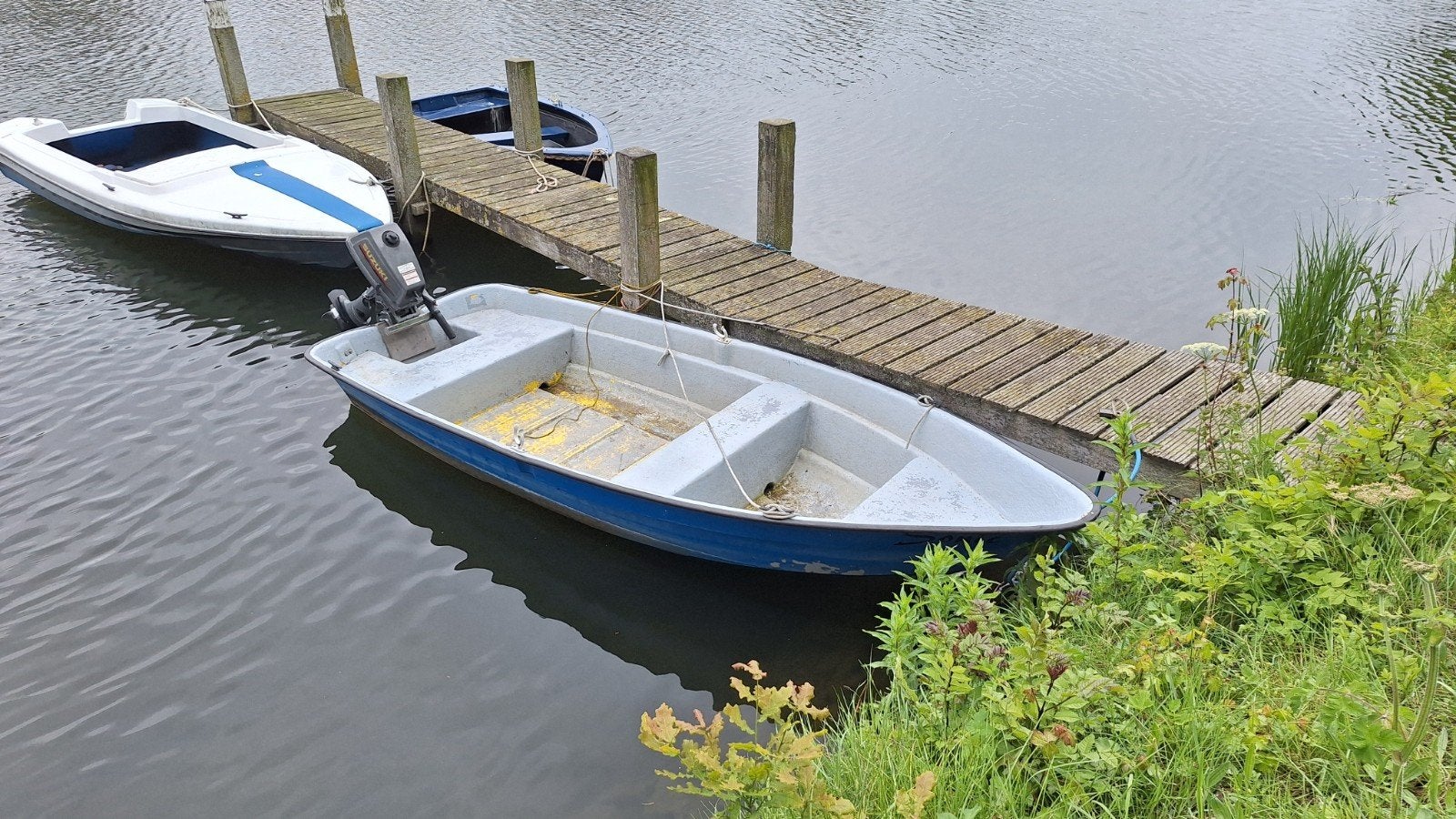 Polyester motorbootje met buitenb. Motor, Watersport en Boten, Ophalen, Gebruikt