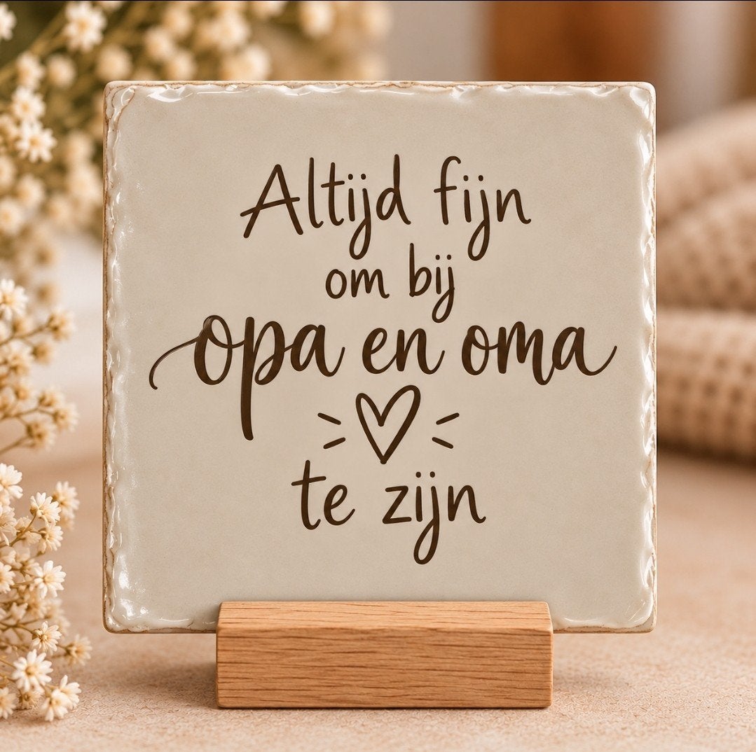 Handgemaakte tegeltjes met houten houder, Meerkleurig, Overige stijlen, Nieuw, Ophalen of Verzenden