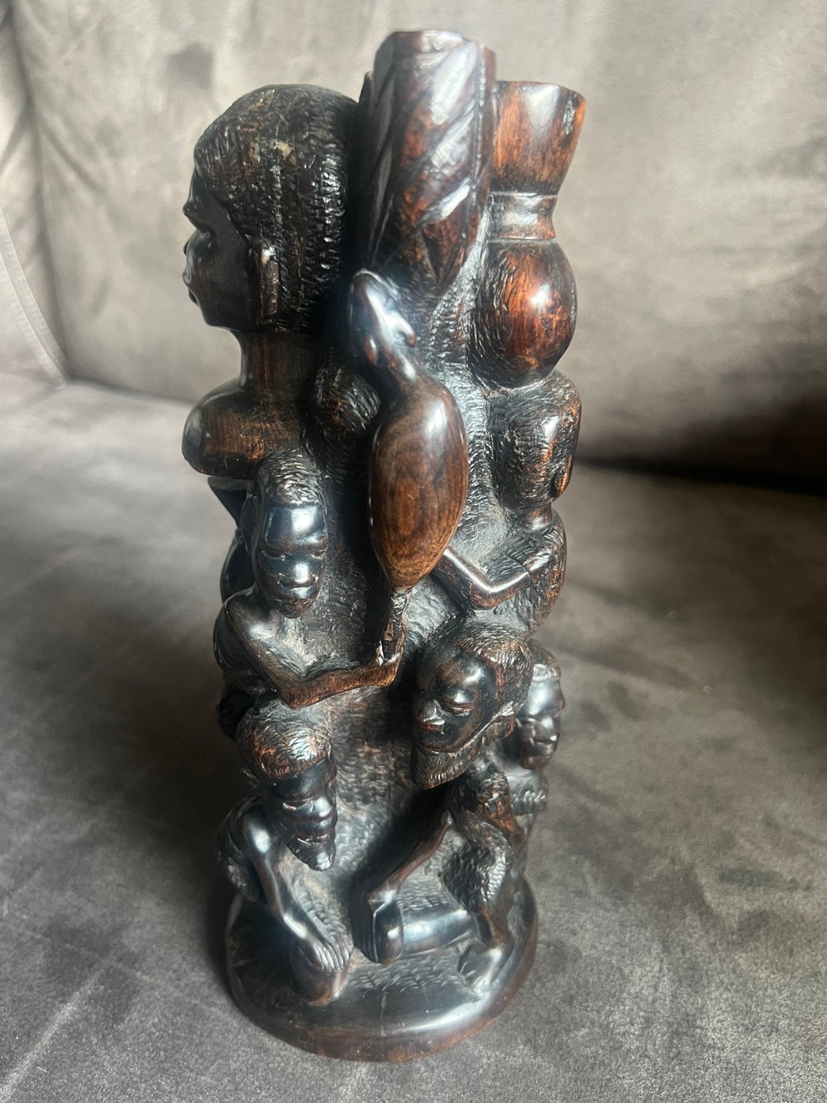 Vintage Massief Houten Beeld Afrika Jaren ‘50 Handgesneden., Ophalen of Verzenden, Handgemaakt, 20 - 50 cm, Hout