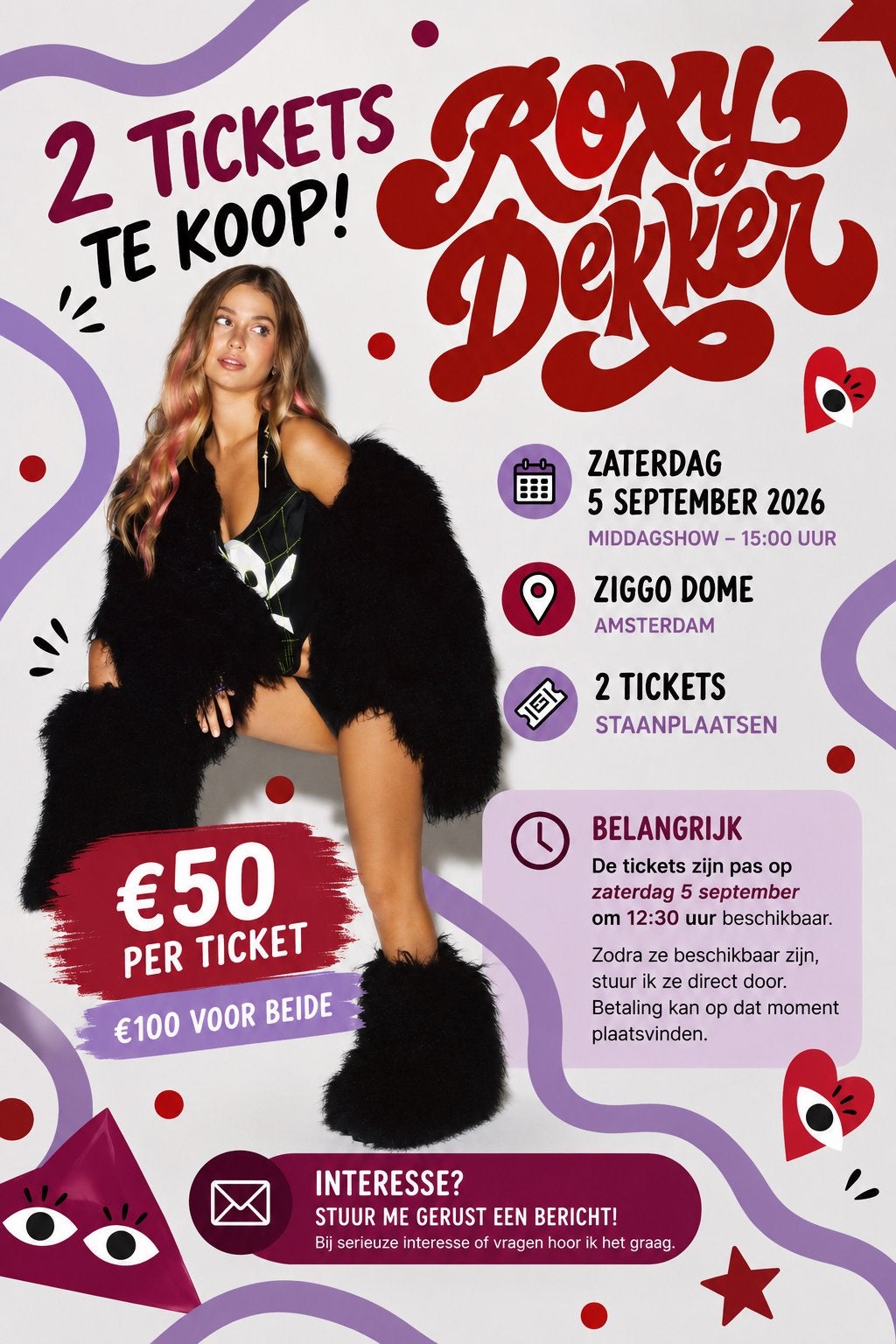 2 tickets Roxy Dekker – Ziggo Dome – zaterdag 5/9/2026, Twee personen