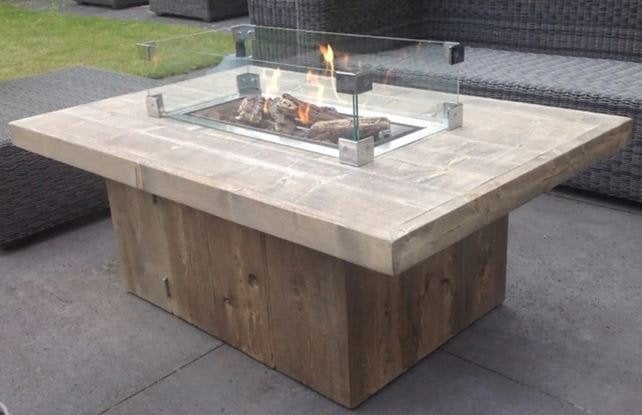 Steigerhouten vuurtafel, Tuin en Terras, Ophalen, Gebruikt