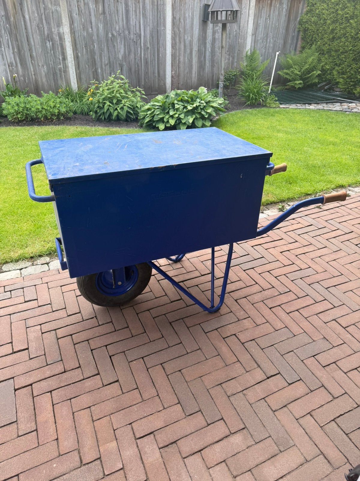 Matador Blauwe dichte kruiwagen, Ophalen, Gebruikt, Handmatig, Eenwielig