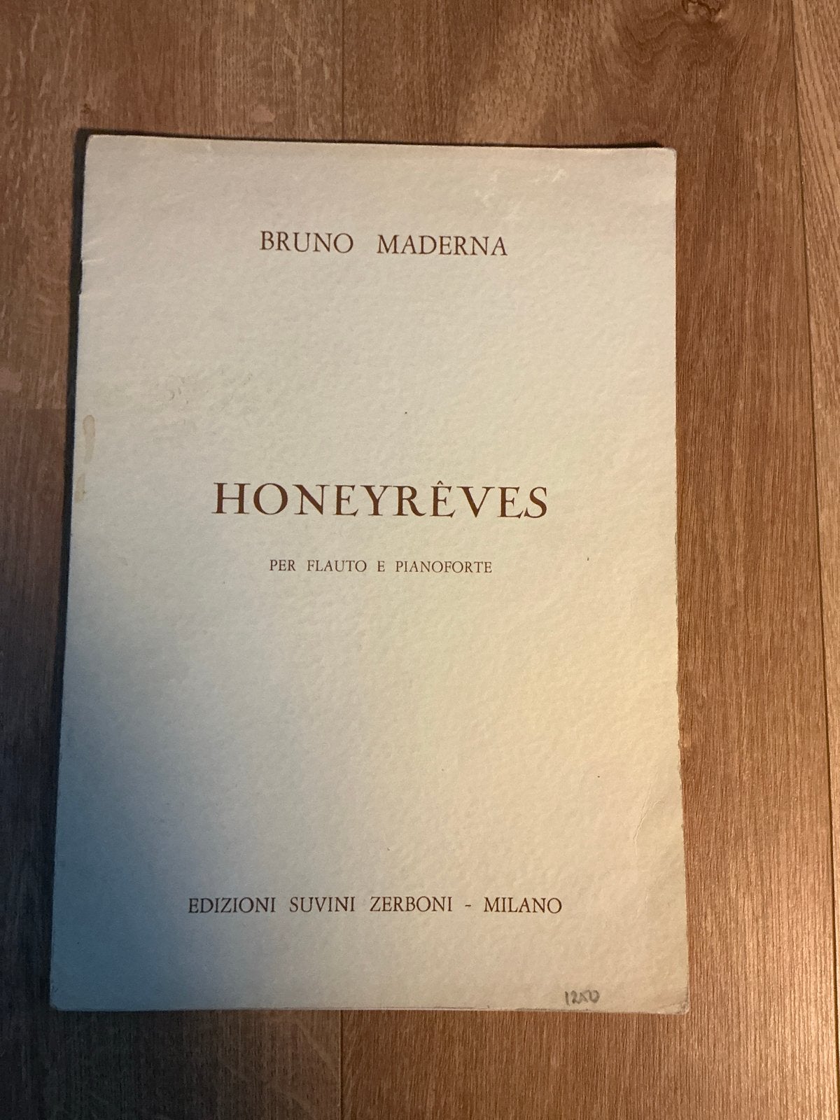 Bruno Maderna - Honeyrêves voor fluit en piano, Muziek en Instrumenten, Gebruikt, Klassiek, Dwarsfluit of Piccolo, Ophalen of Verzenden