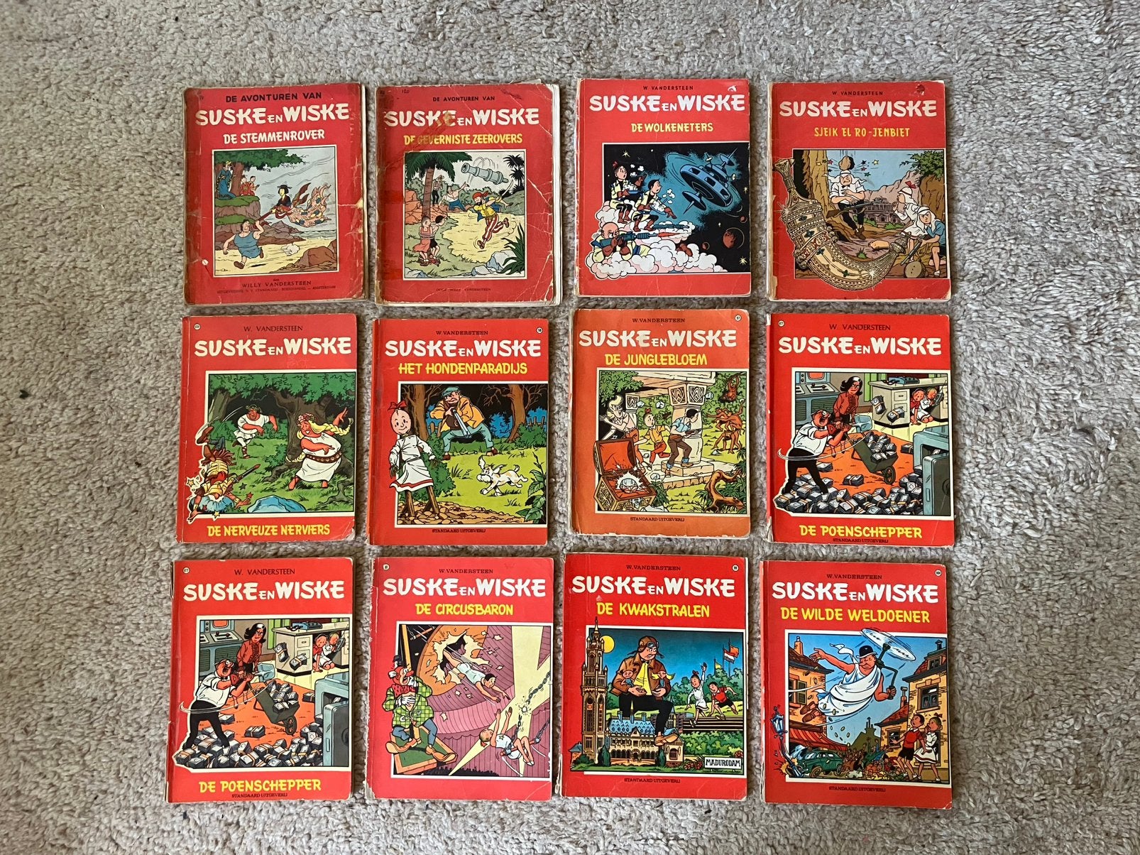 Suske en Wiske - 12 albums Ongekleurd Tweekleur en Vierkleur, Boeken, Stripboeken, Gelezen, Verzenden, Willy Vandersteen, Meerdere stripboeken