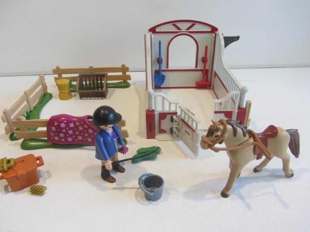 Playmobil paardenb box met ruter en paard, Ophalen of Verzenden, Gebruikt, Los playmobil