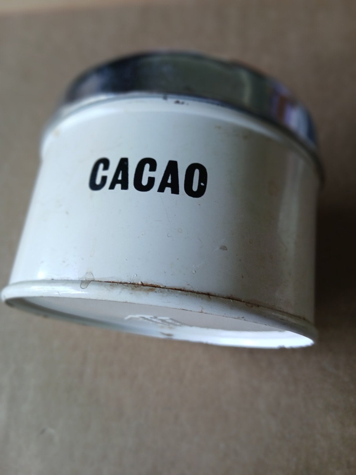 Vintage Cacao Bus - Wit met Zilveren Deksel, Ophalen of Verzenden