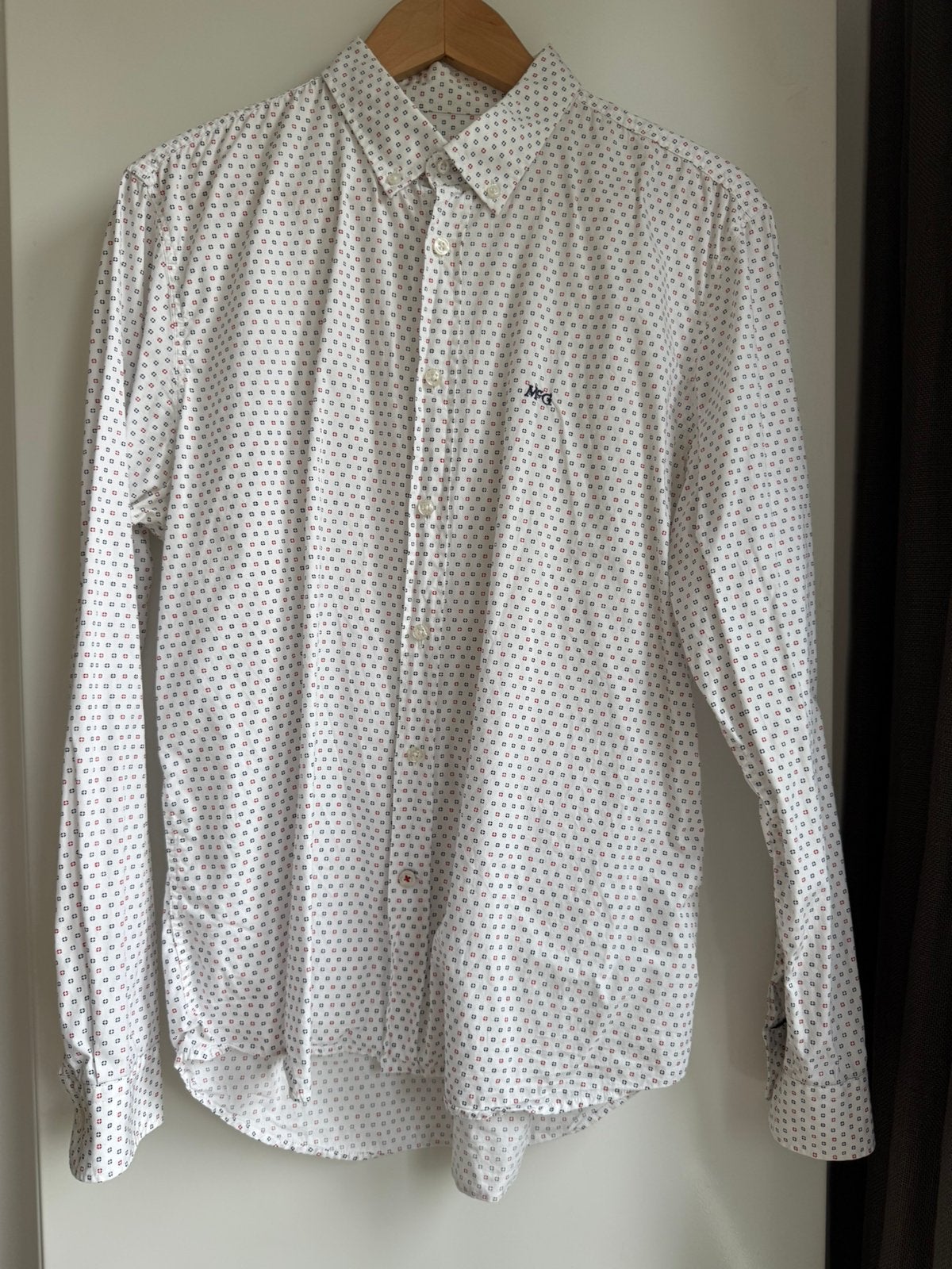 wit/blauw/rood geruit overhemd maat L MCGREGOR, Ophalen of Verzenden, Zo goed als nieuw, Wit, Halswijdte 41/42 (L)