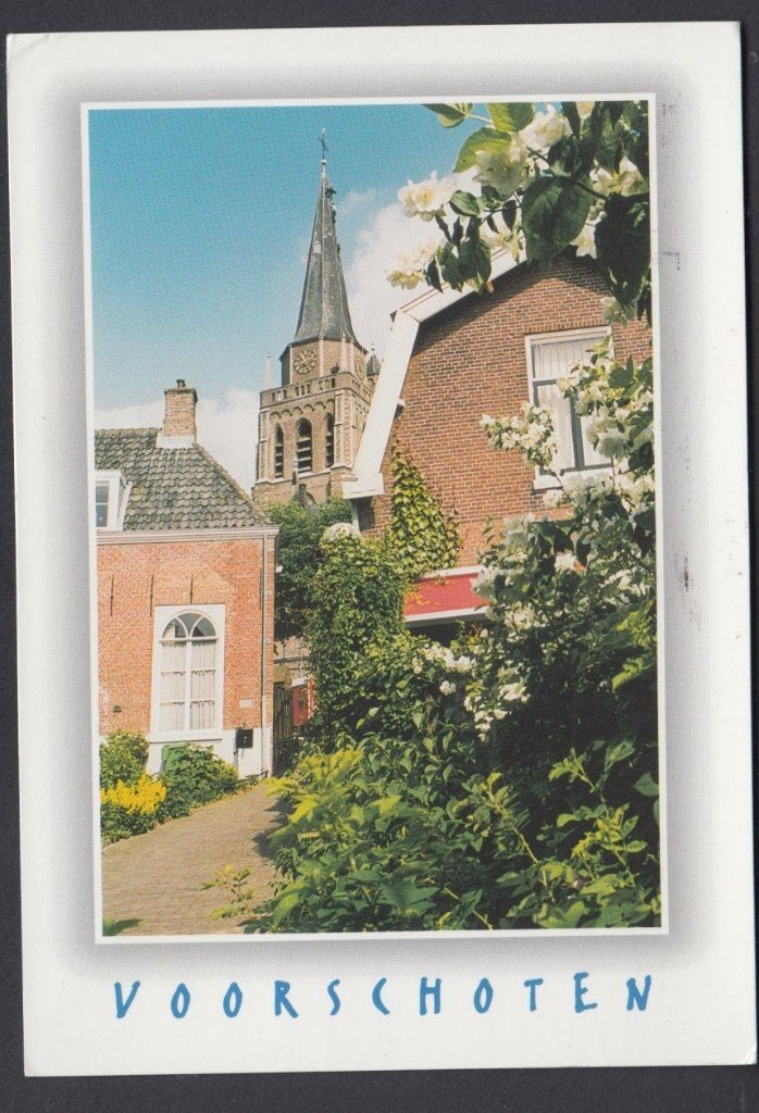 Voorschoten Kerk Dorpskerk vanaf het Kerkepad Riet Lieferink, Verzenden, 1980 tot heden, Gelopen, Zuid-Holland