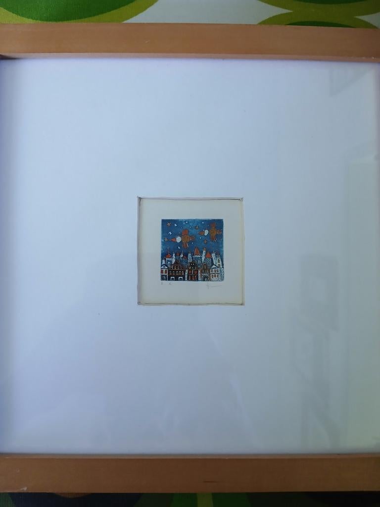 Miniatuurets van Shahid Parvez (geb. 1970) - Indiase kunst, Antiek en Kunst, 2000 tot heden, Ets, Stadsgezicht, Ingelijst
