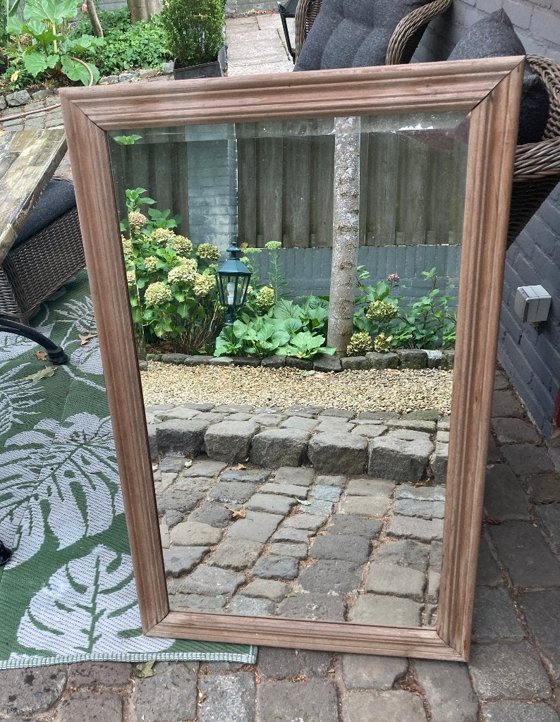 Tuinspiegel hout 66,5 cm x 106 cm met 2 ophanghaakjes, Tuin en Terras, Tuinwanddecoratie, Ophalen, Gebruikt