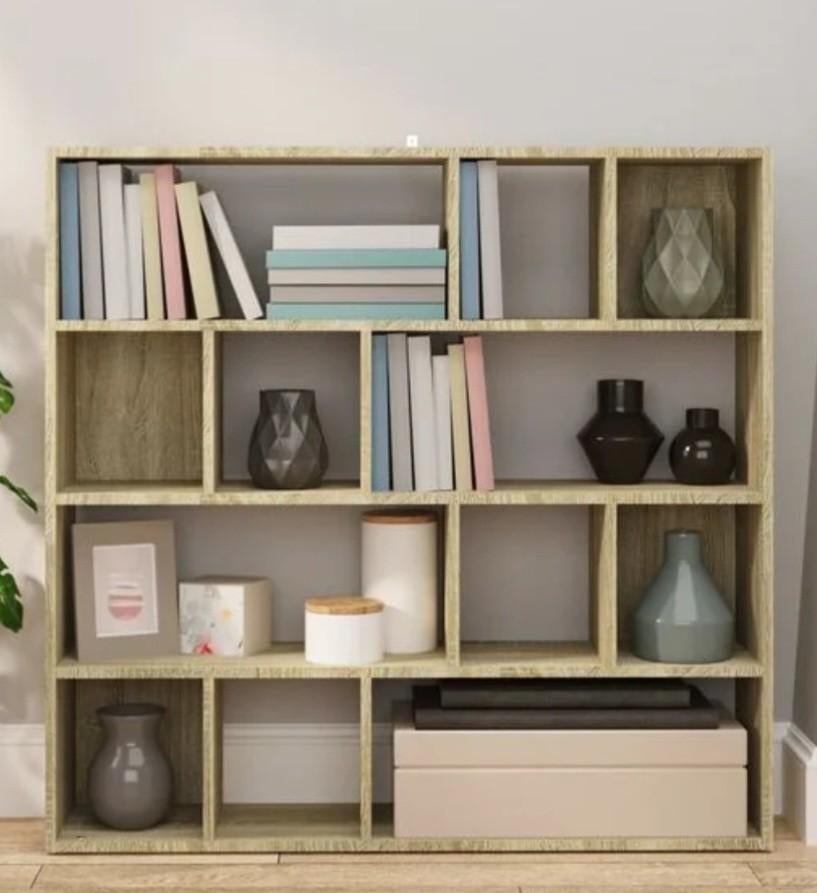 Boekenkast/roomdivider met 15 vakken - Houtkleurig, Huis en Inrichting, Kasten | Boekenkasten, Met plank(en), Modern, Scandinavisch