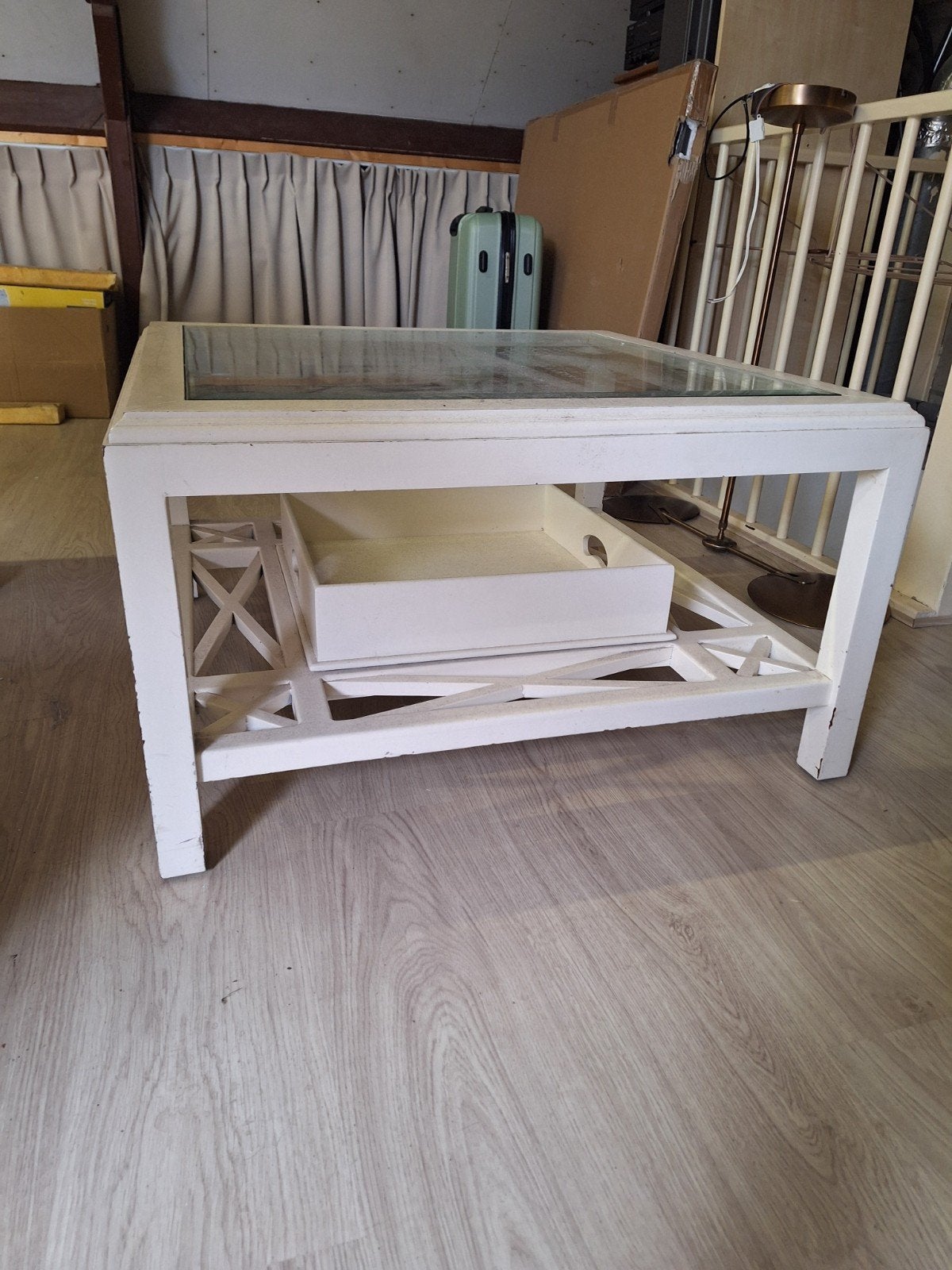 vintage salontafel, bijzettafel 80x80 cm, Ophalen, Zo goed als nieuw