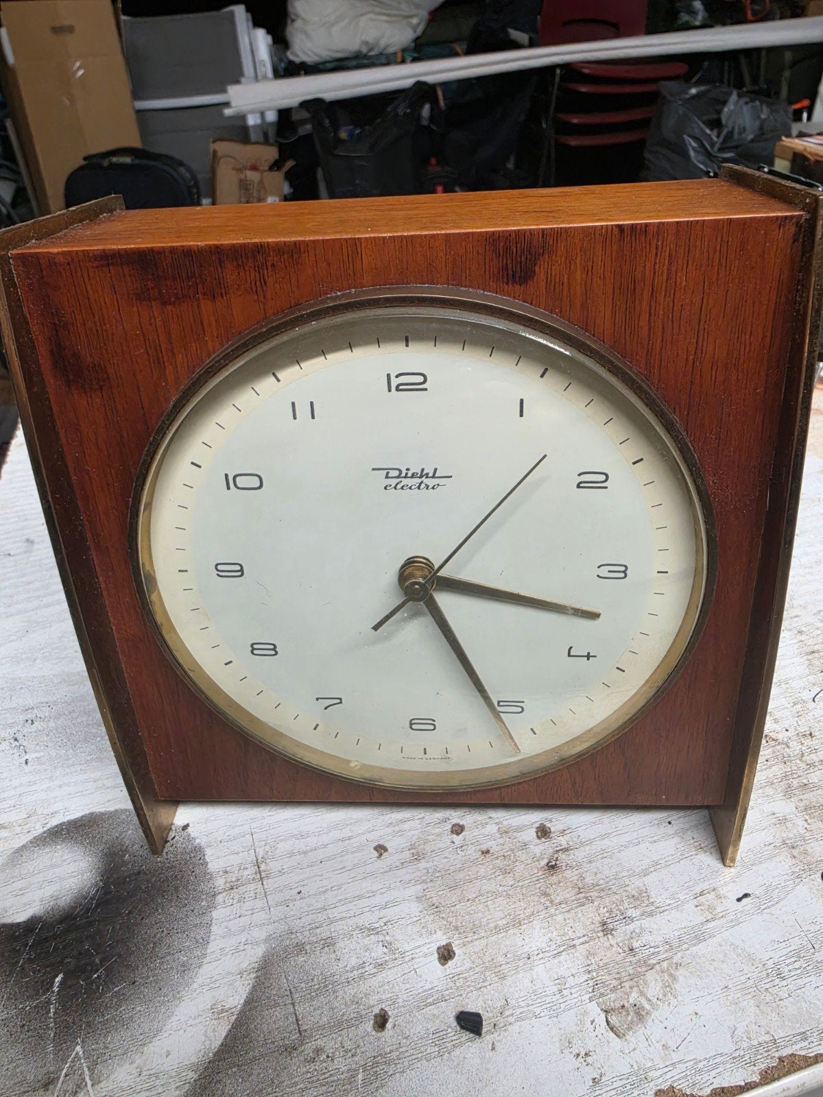 Vintage Diehl Electro Tafelklok - Hout, Ophalen of Verzenden