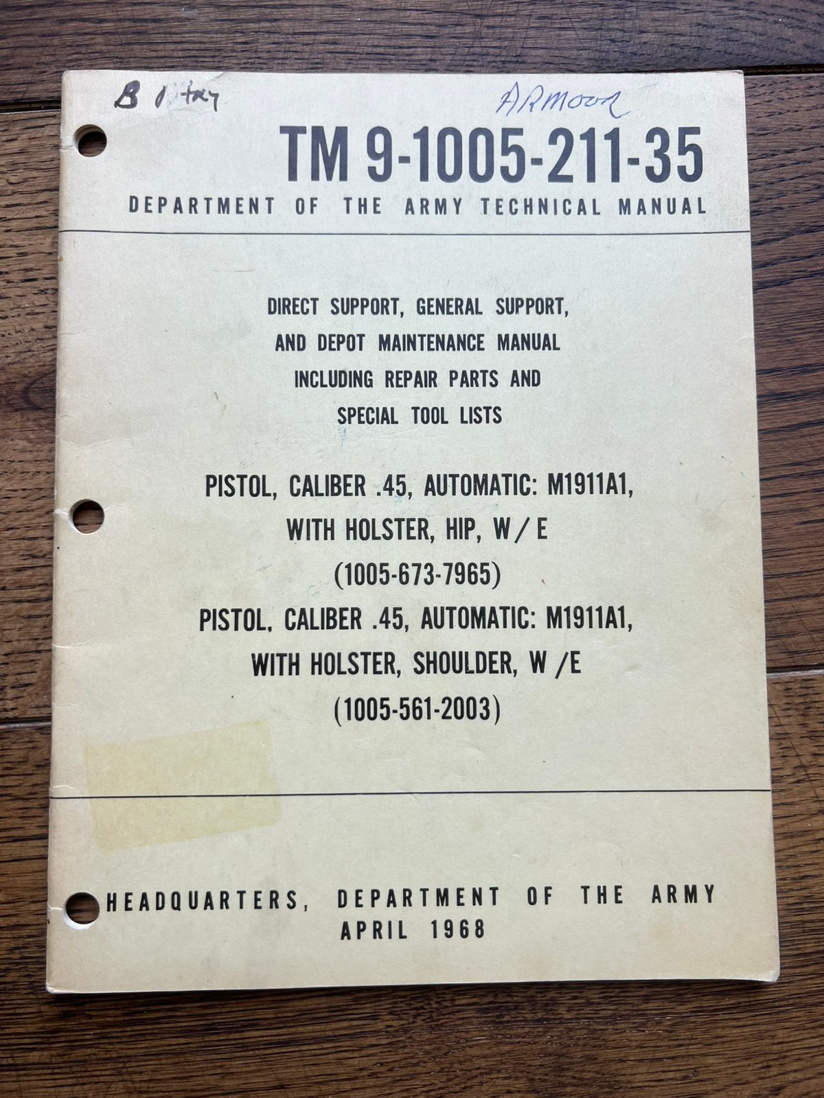 Amerikaans voorschrift .45 colt m1911 pistol vietnam, Amerika, Verzenden, Embleem of Badge, Landmacht