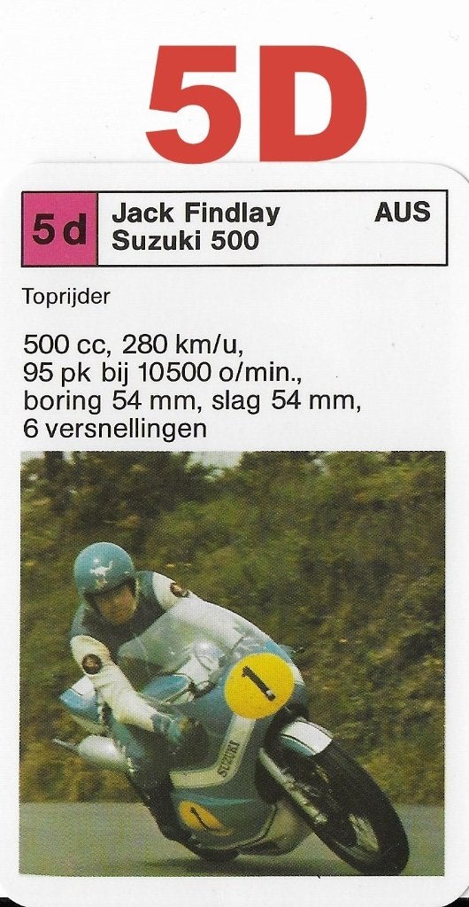 K50 motorkaartje 5d suzuki 500 / jack findlay, Ophalen of Verzenden, Zo goed als nieuw, Auto's