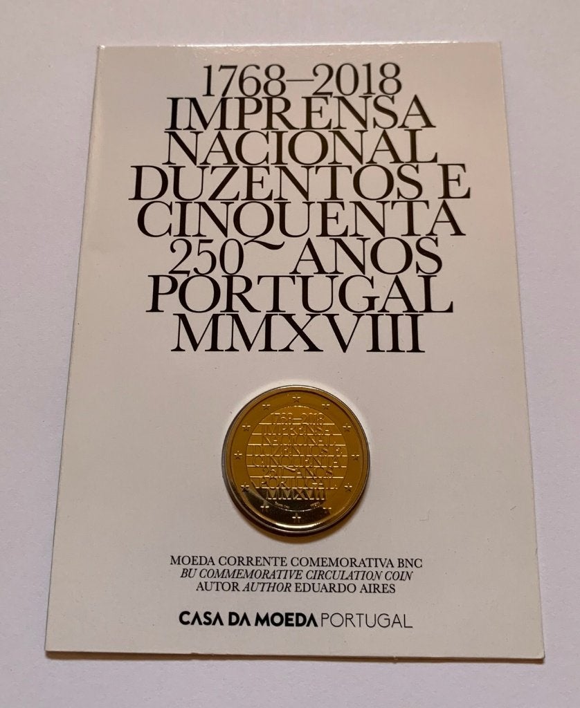 2 Euro Portugal 2018 BU coincard (INCM), Postzegels en Munten, Verzenden, Portugal, 2 euro, Losse munt