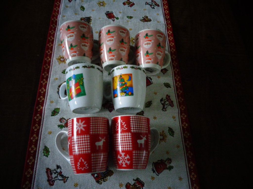 Kerst: Siaki bekers, hoogte ong. 9 cm, 7 stuks., Ophalen of Verzenden, Zo goed als nieuw