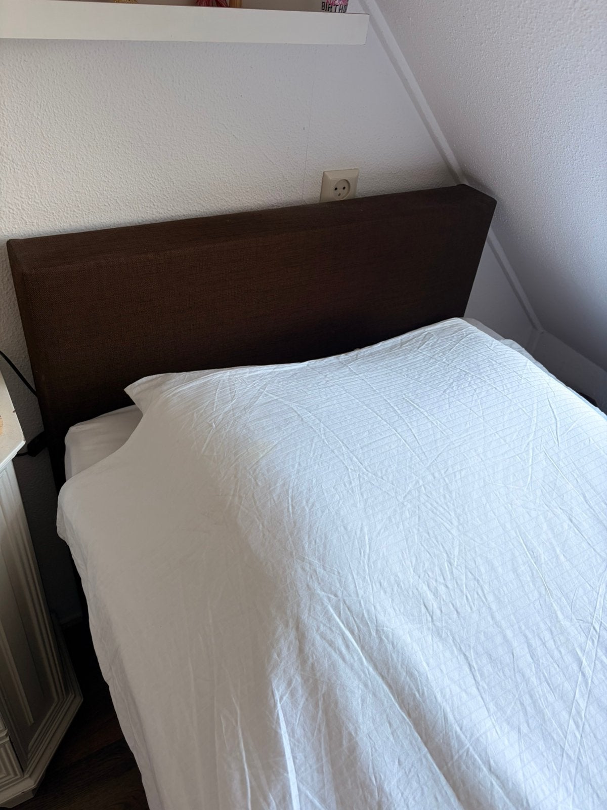 In zeer goede staat bruine 1-pers boxspring, Ophalen, Zo goed als nieuw, Tweepersoons