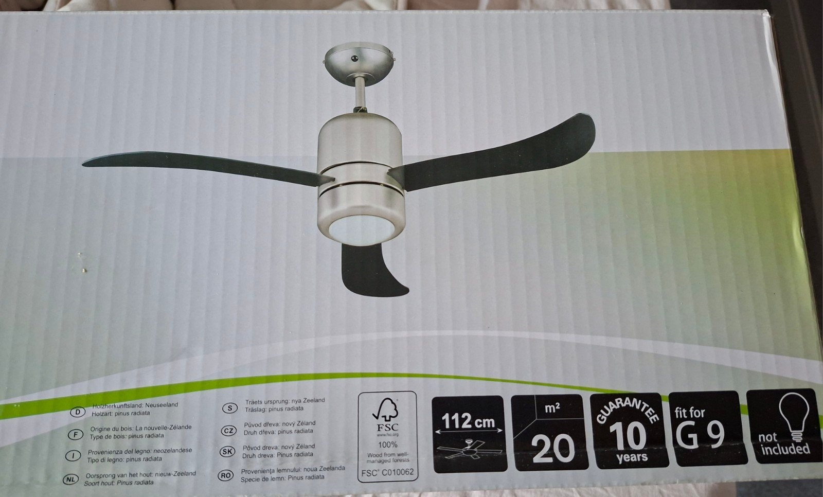 Plafondventilator Madeira met lamp en afstandsbedieni, Ophalen, Ventilator met afstandsbediening, Gebruikt, Plafondventilator