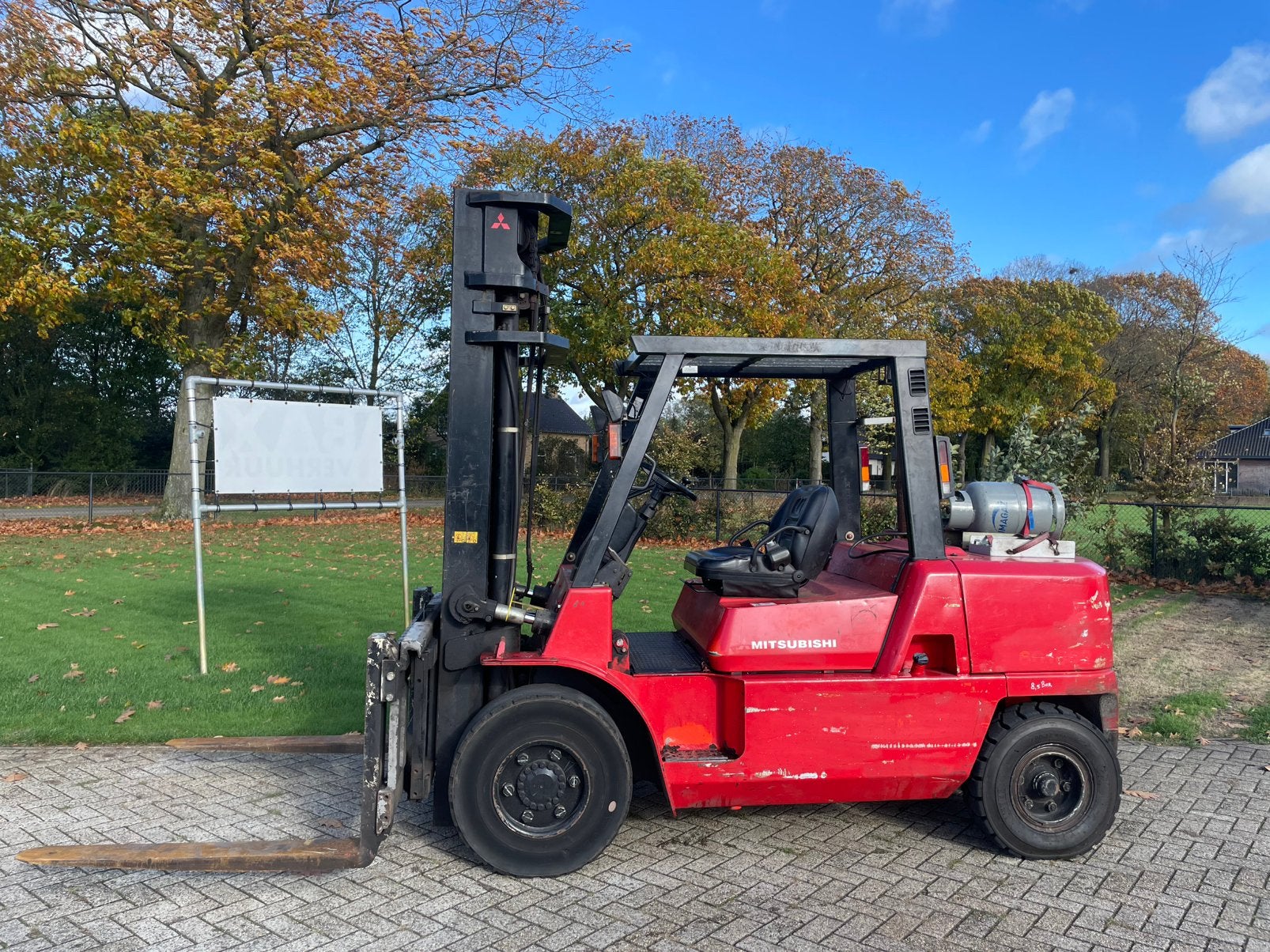 Mitsubishi heftruck 5 ton freelift triplo sideshift, Tuin en Terras, Ophalen