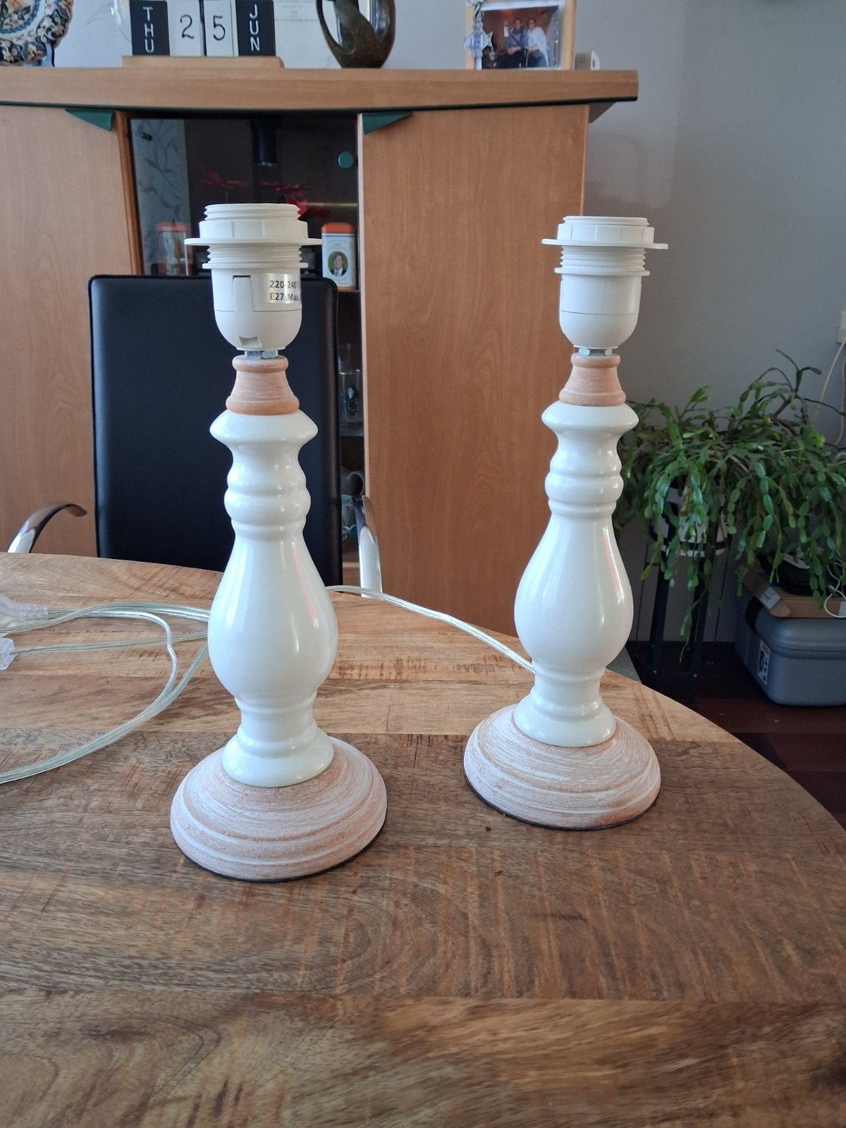 Tafellampen 2x, Wit, Ophalen of Verzenden, Gebruikt, Hout