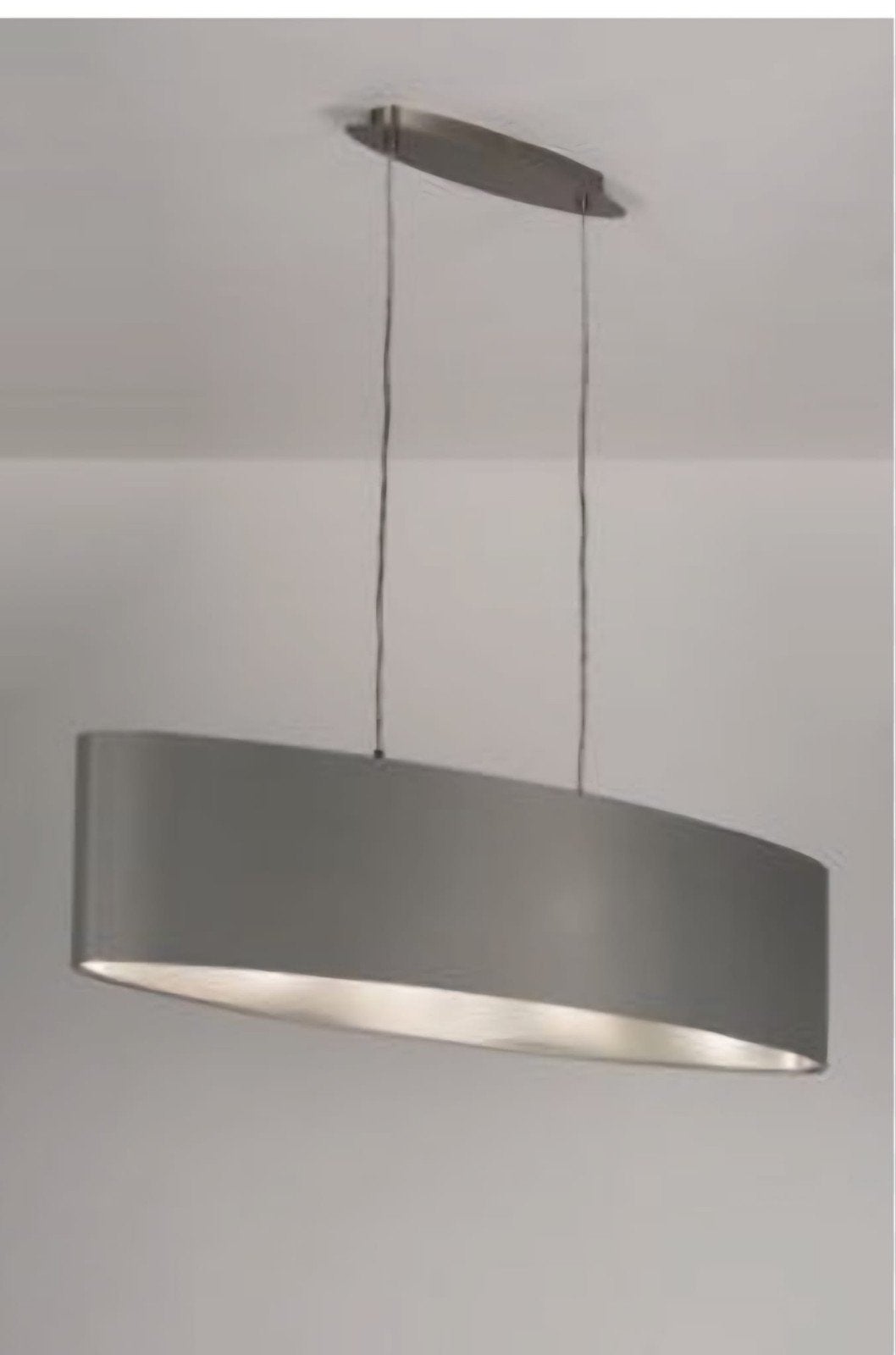 Moderne Grijze Hanglamp - Ovaal Design, Ophalen, Metaal, E27 (groot), Zo goed als nieuw