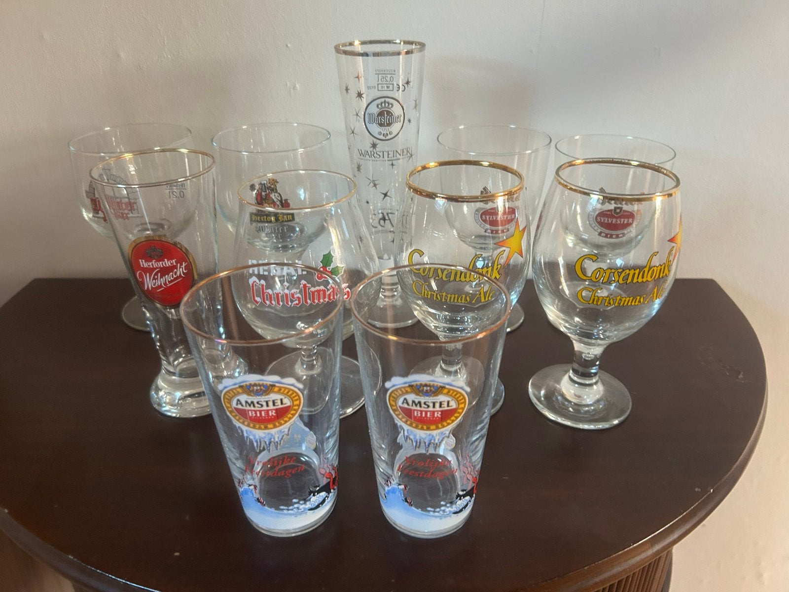 11 stuks Winterbier/kerstbier glazen p/11:, Ophalen of Verzenden, Zo goed als nieuw, Glas of Glazen, Overige merken