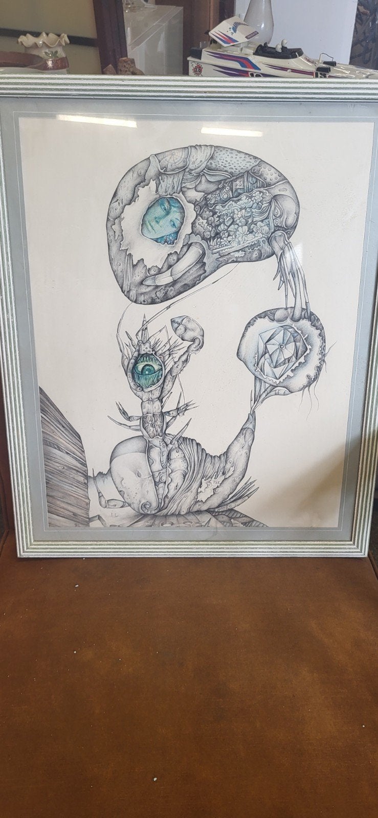 Uniek en apart schilderij met surrealistische elementen, Antiek en Kunst, Ophalen of Verzenden