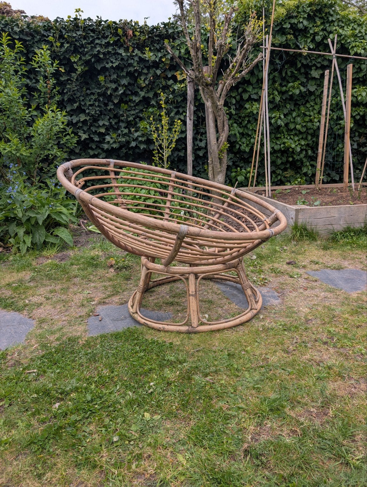 Rotan stoel frame (zonder kussen), Ophalen, Gebruikt, Hout, Verstelbaar