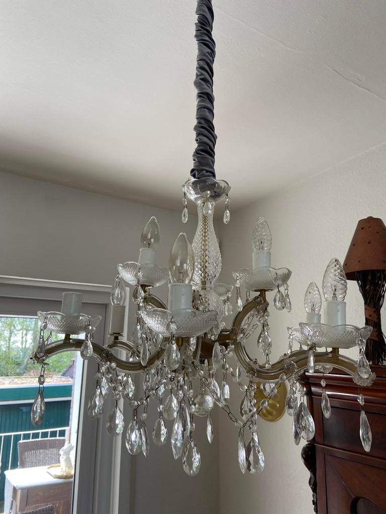Elegante kristallen kroonluchter, Ophalen, Gebruikt, Glas