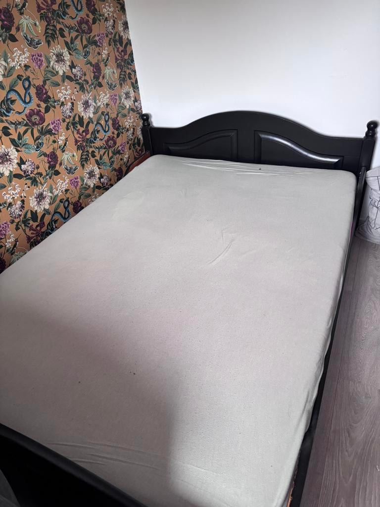 2 persoons bed, Huis en Inrichting, Ophalen, Gebruikt, Zwart, Twijfelaar