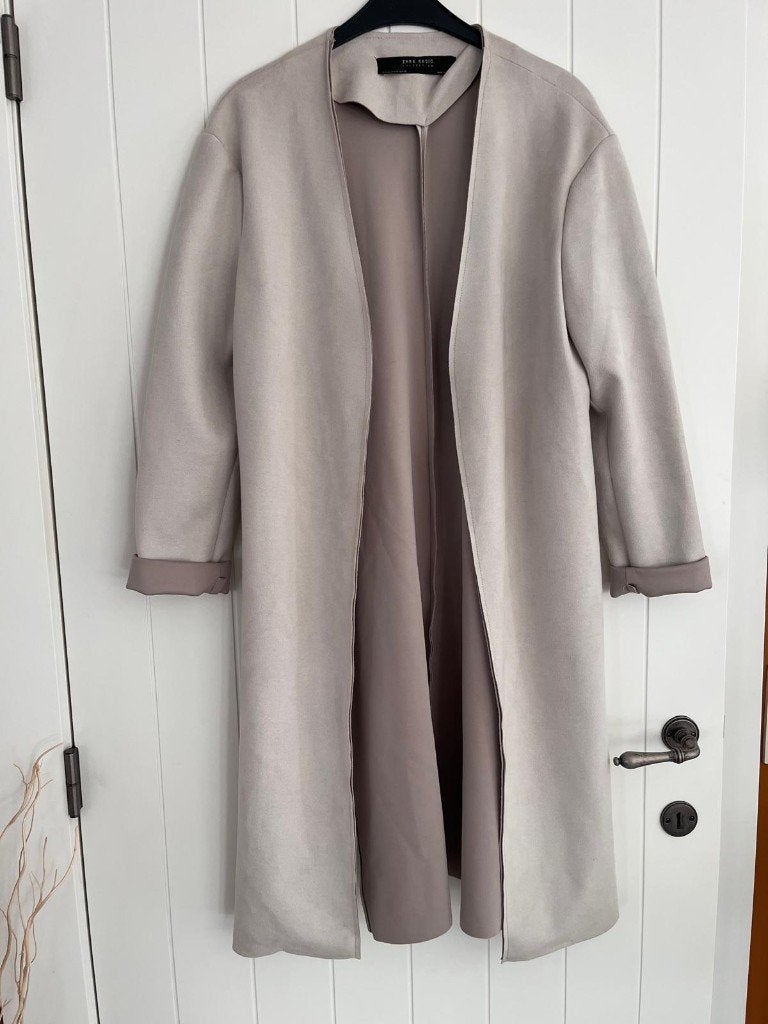 Zara lange geklede jas, beige/grijs, XS, zo goed als nieuw, Kleding | Dames, Verzenden, Zo goed als nieuw, Maat 34 (XS) of kleiner