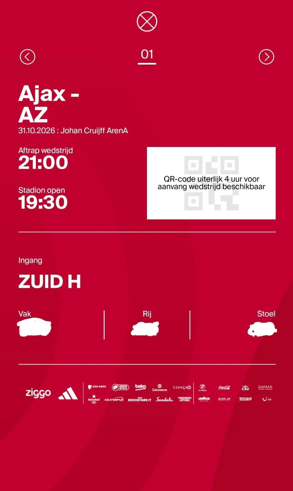 Ajax - AZ F-side, Losse kaart, Eén persoon, Oktober
