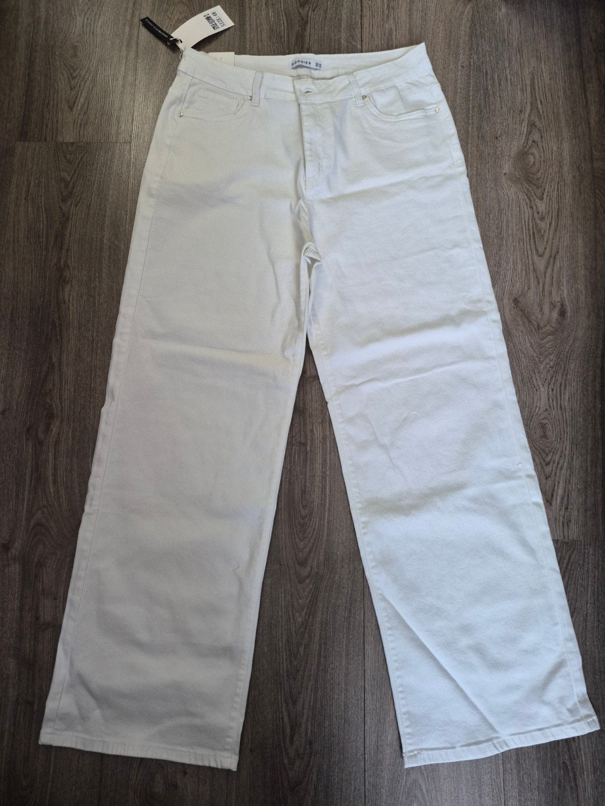 Nieuwe witte wide leg jeans van Goodies, maat 48., Kleding | Dames, Grote Maten, Wit, Nieuw, Ophalen of Verzenden, Goodies