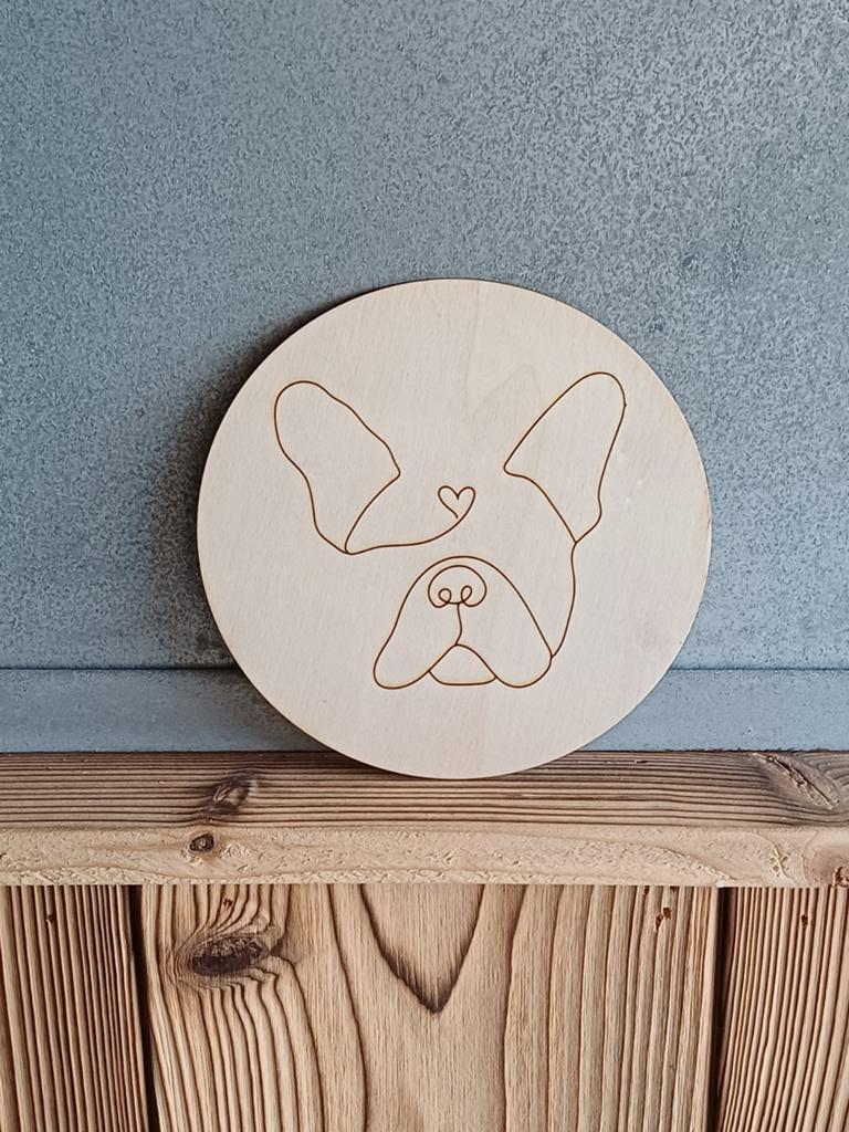 Houten wanddecoratie Franse Bulldog, Hout, Beige, Nieuw, Ophalen of Verzenden
