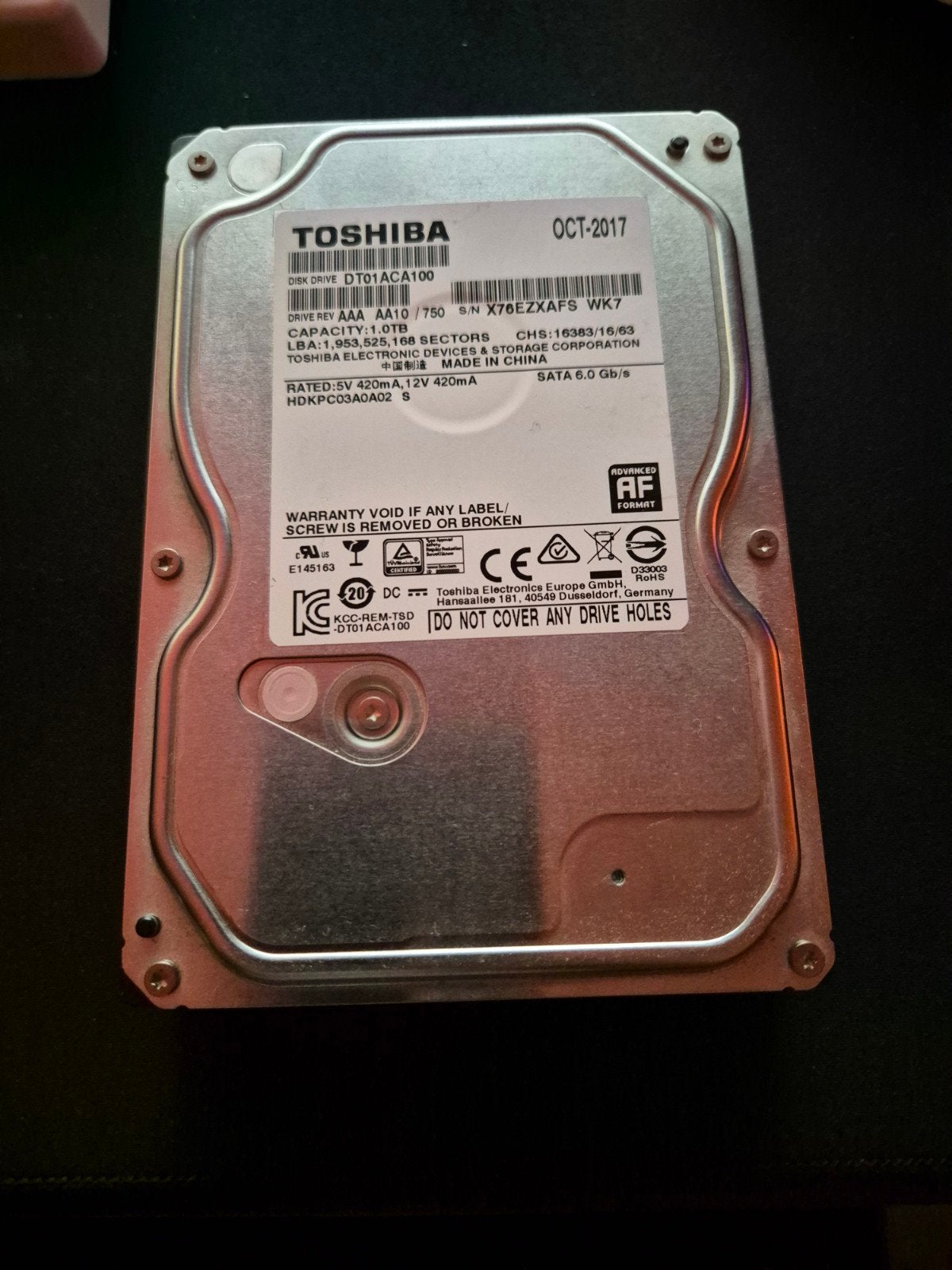 1TB Toshiba HDD Hardeschijf, Computers en Software, Harde schijven, Ophalen, Desktop