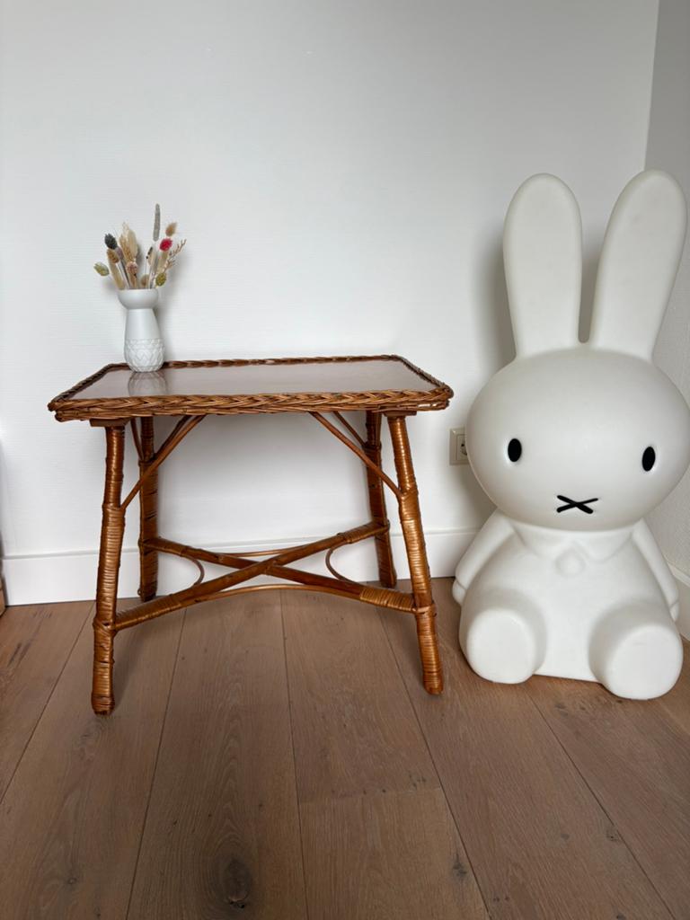 Rotan/riet tafel (vintage), Ophalen, Gebruikt