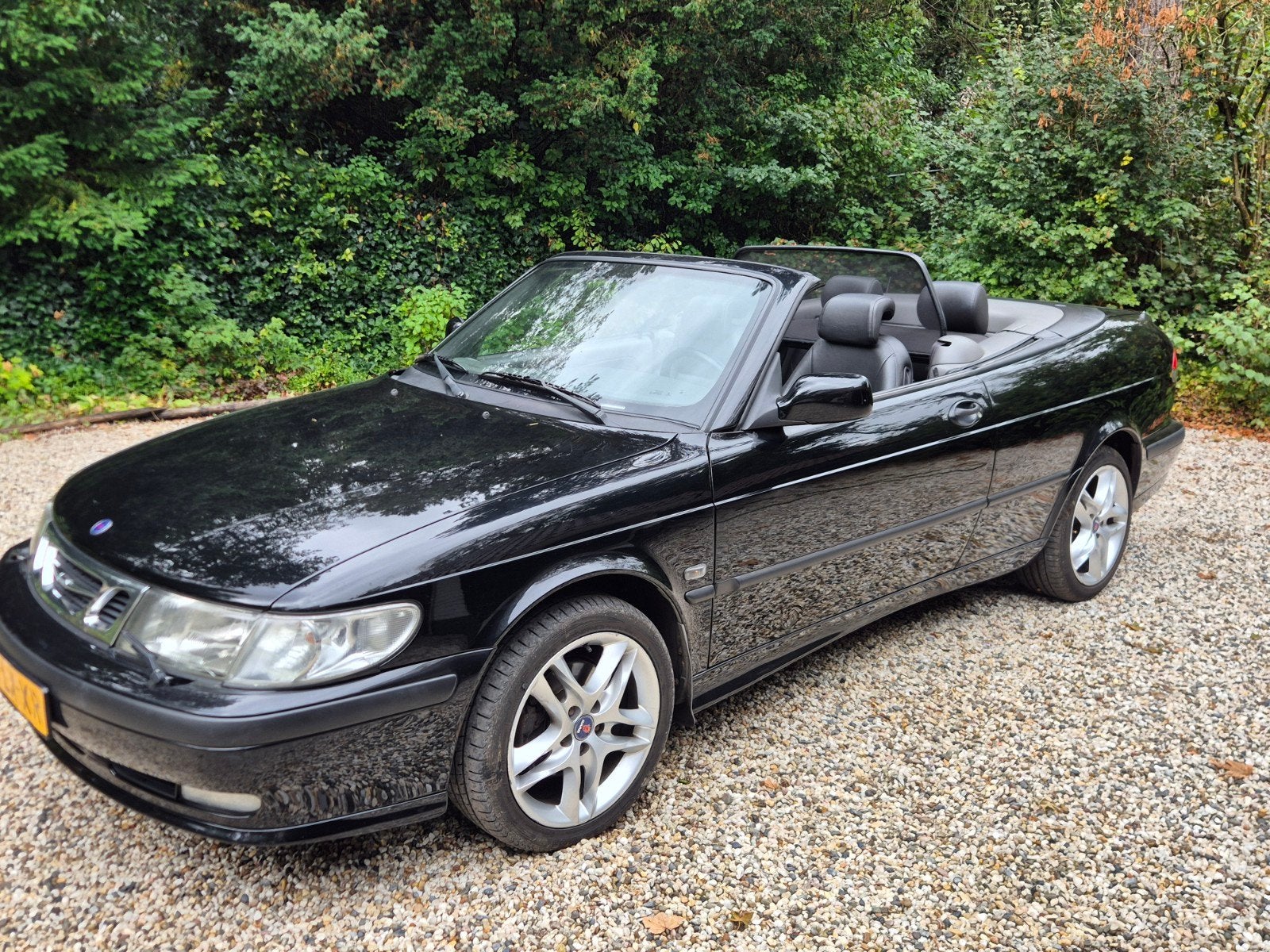 Saab 9-3 2.0 T Cabrio 2003 Zwart, Auto's, Voorwielaandrijving, Zwart, 4 cilinders, Cabriolet