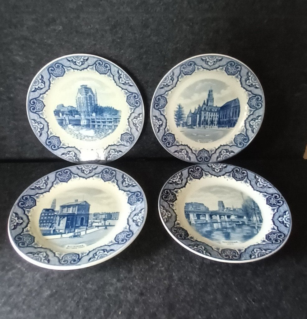 4 Vintage wandborden Rotterdam Societe ceramique Maastricht, Ophalen of Verzenden