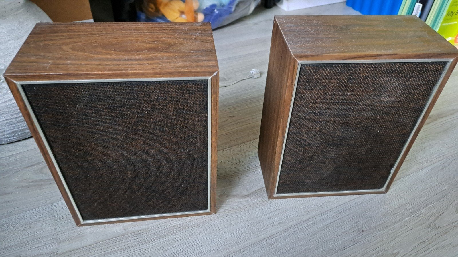 Vintage Luidsprekers - Houten Afwerking - zelfbouw, Audio, Tv en Foto, Luidsprekers, Gebruikt, Inclusief kabels, Minder dan 60 watt