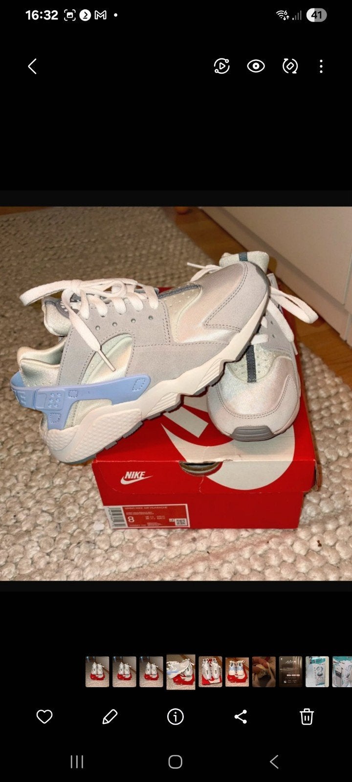 Nike Huarache Sneakers - Lichtgrijs/Blauw, Ophalen of Verzenden, Nieuw, Blauw, Sneakers of Gympen