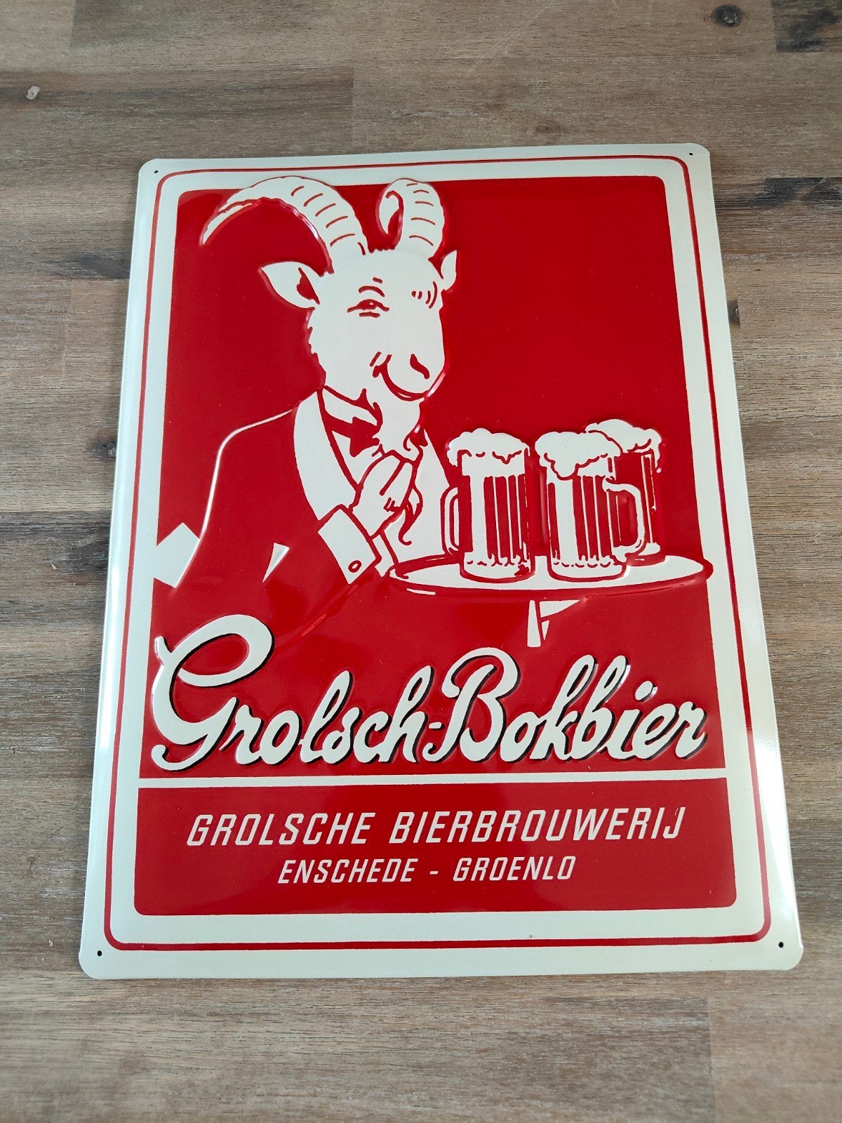 Grolsch Bokbier Reclamebord - Vintage Metalen Plaat, Ophalen of Verzenden