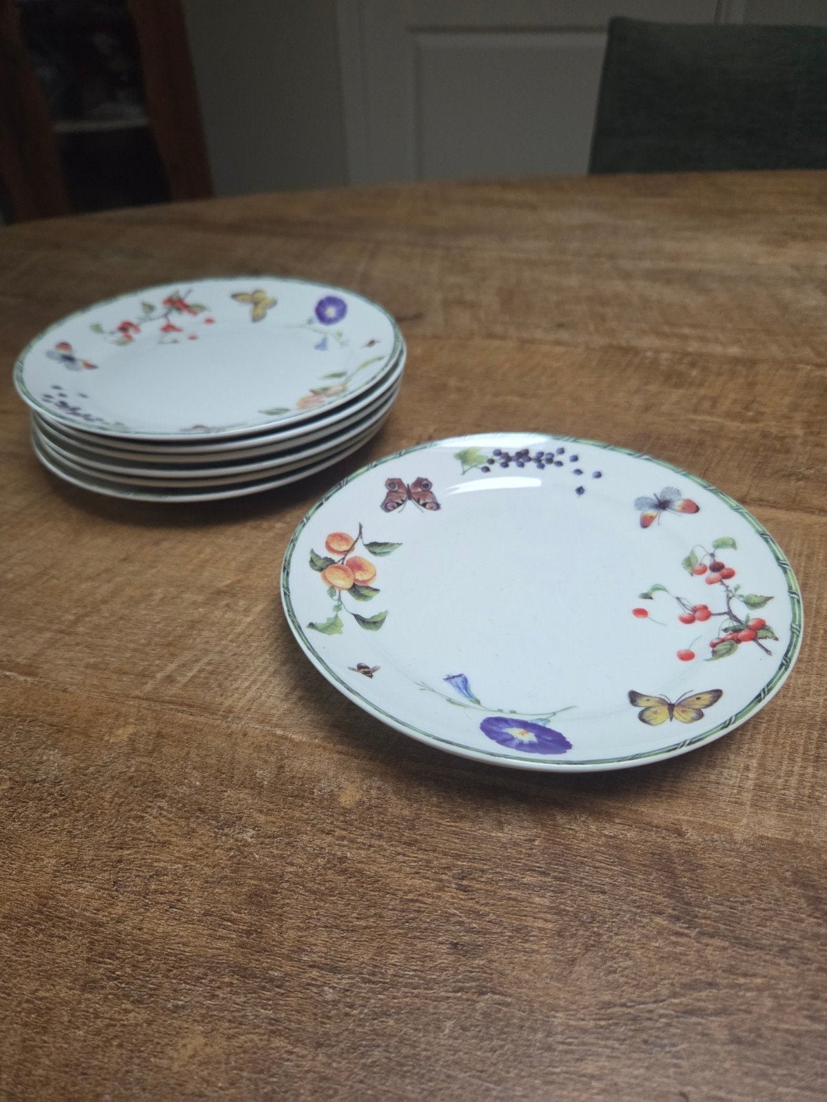 8 Gebaksbordjes - Janneke Brinkman Fruit & Flowers - 17 cm, Nieuw, Ophalen of Verzenden, Bord(en), Overige stijlen