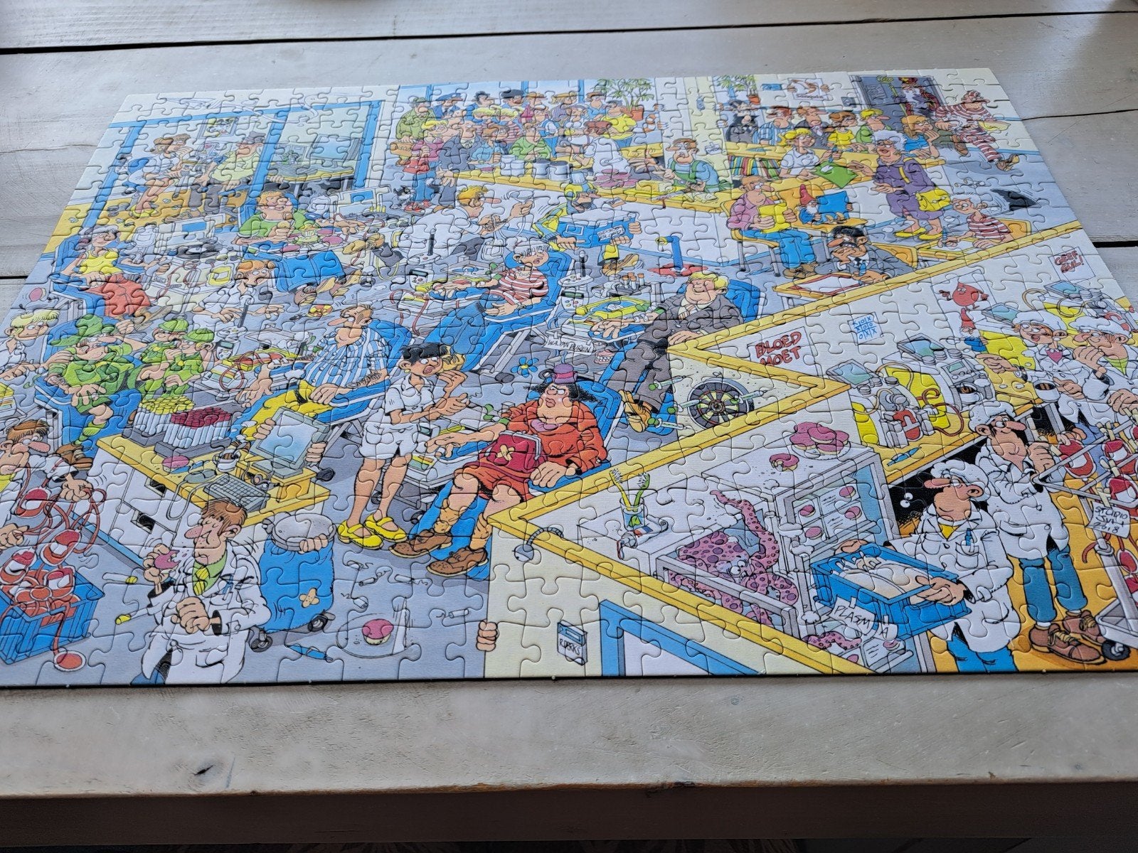 Jan van Haasteren Comic puzzel 500 stukjes Sanquin Bloedbank, Ophalen of Verzenden, Meer dan 50 stukjes, Zo goed als nieuw, 6 jaar of ouder