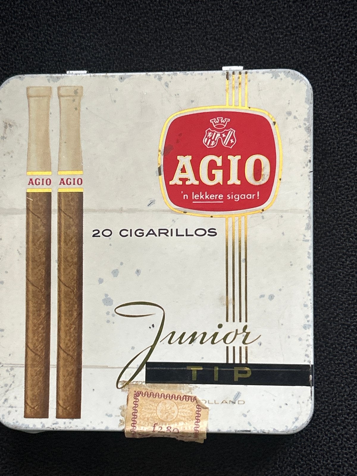 Vintage Agio Junior Tip Sigarenblik, Verzamelen, Ophalen of Verzenden, Gebruikt, Tabaksdoos of Verpakking
